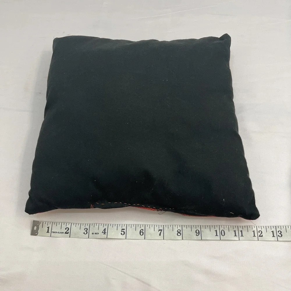 Handmade Pieced Pillow Black with Multicolor Peppers‎ 12